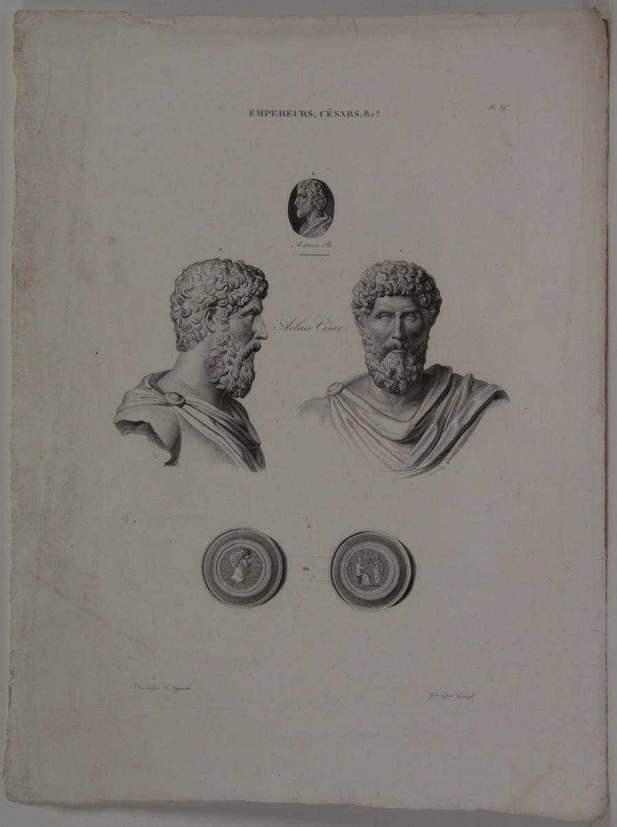 Planches de l'iconographie romaine (pl 39) : Empereurs, Césars, &Ca. : Antonin le pieux et de Aelius César