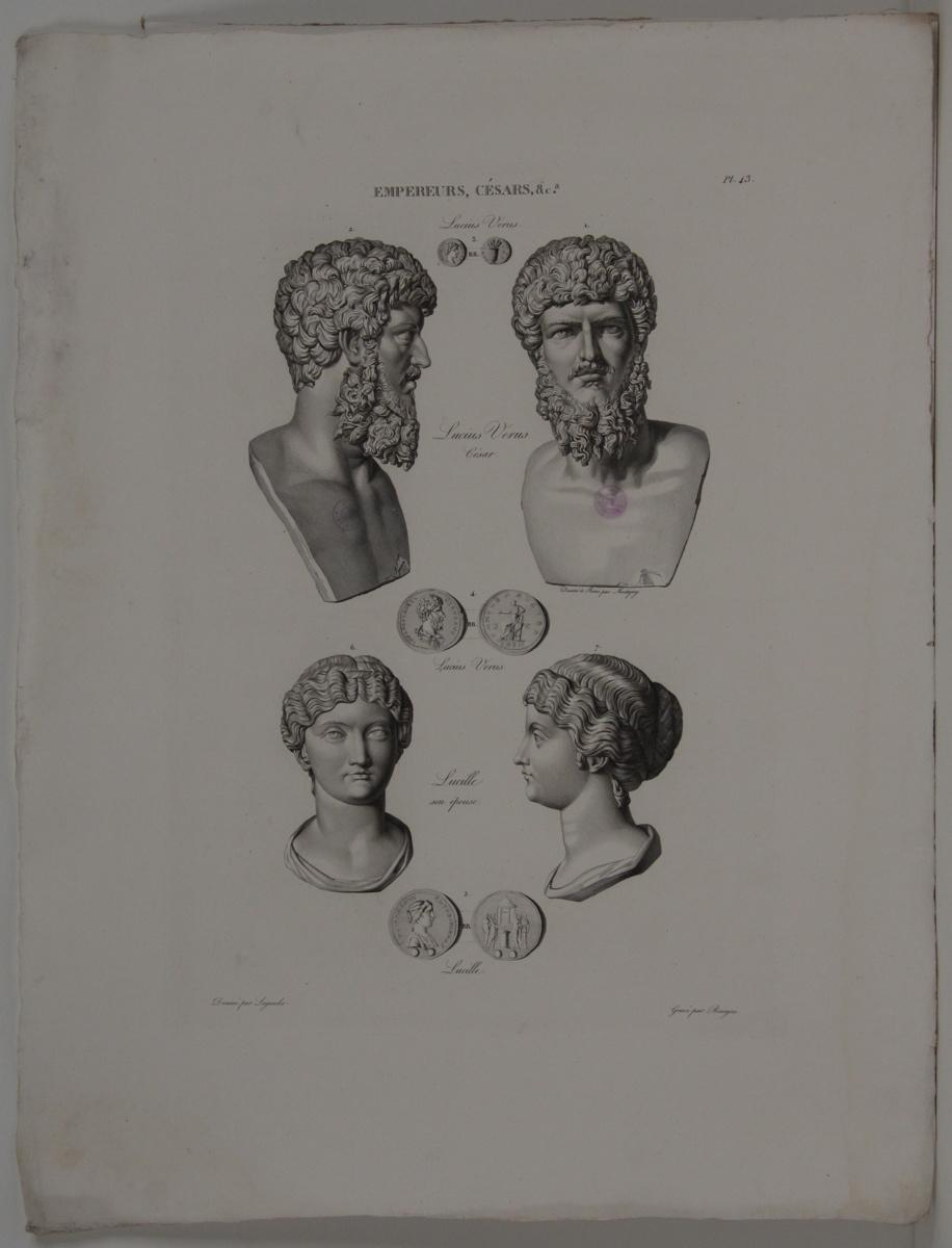 Planches de l'iconographie romaine (pl 43) : Empereurs, Césars, &Ca. : Lucius Verus et Lucille