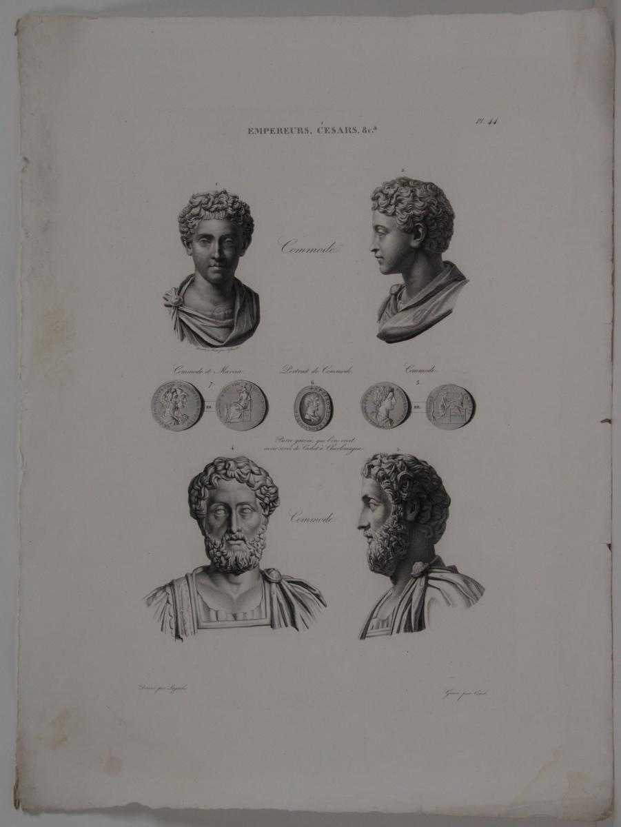 Planches de l'iconographie romaine (pl 44) : Empereurs, Césars, &Ca. : Commode et Marcia