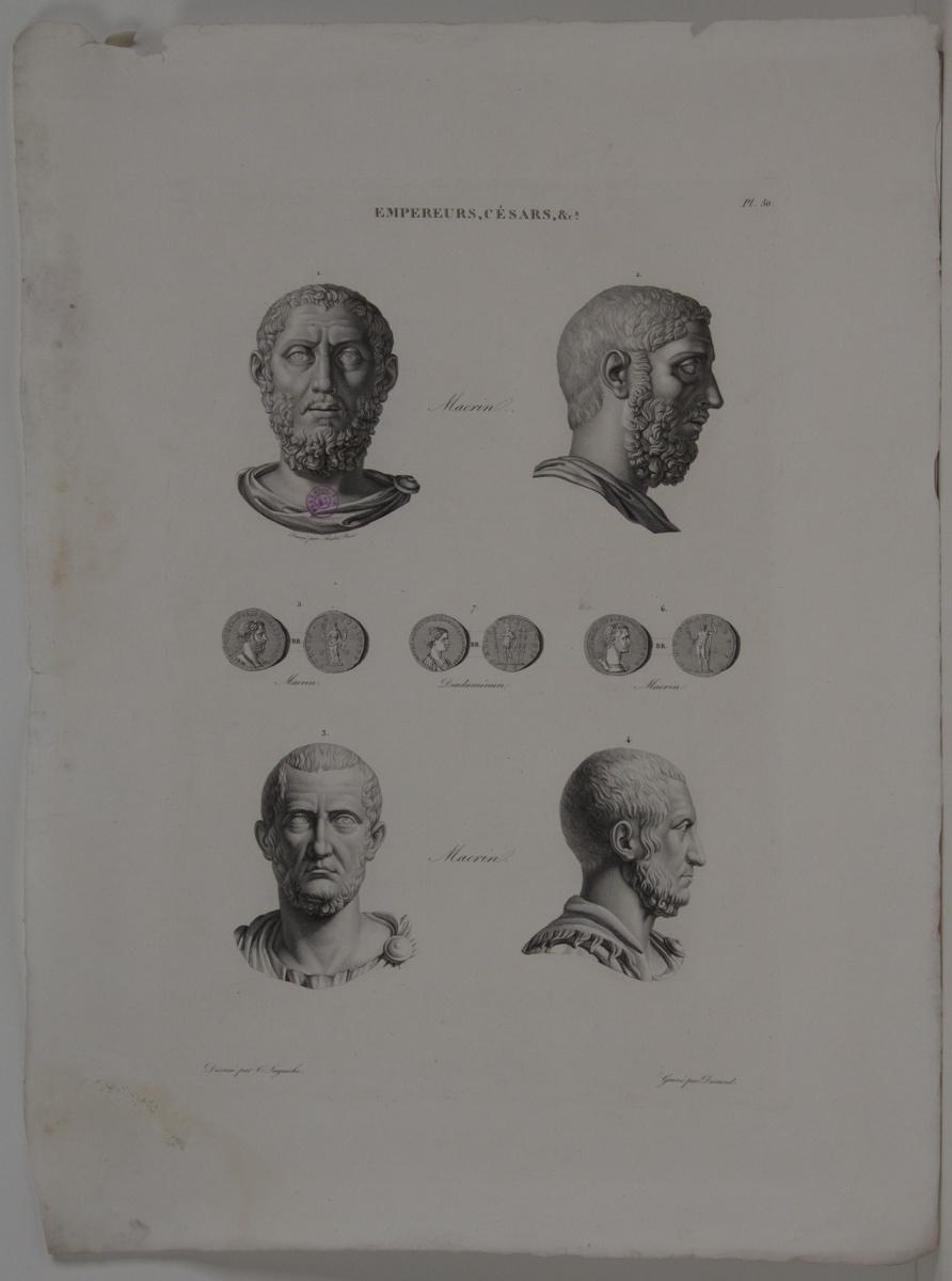 Planches de l'iconographie romaine (pl 50) : Empereurs, Césars, &Ca. : Diaduménien, Macrin
