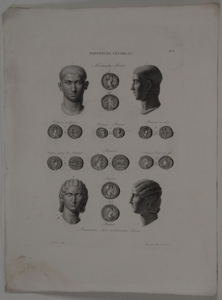 Planches de l'iconographie romaine (pl 52) : Empereurs, Césars, &Ca. : Alexandre Sévère, Mamée, sa mère