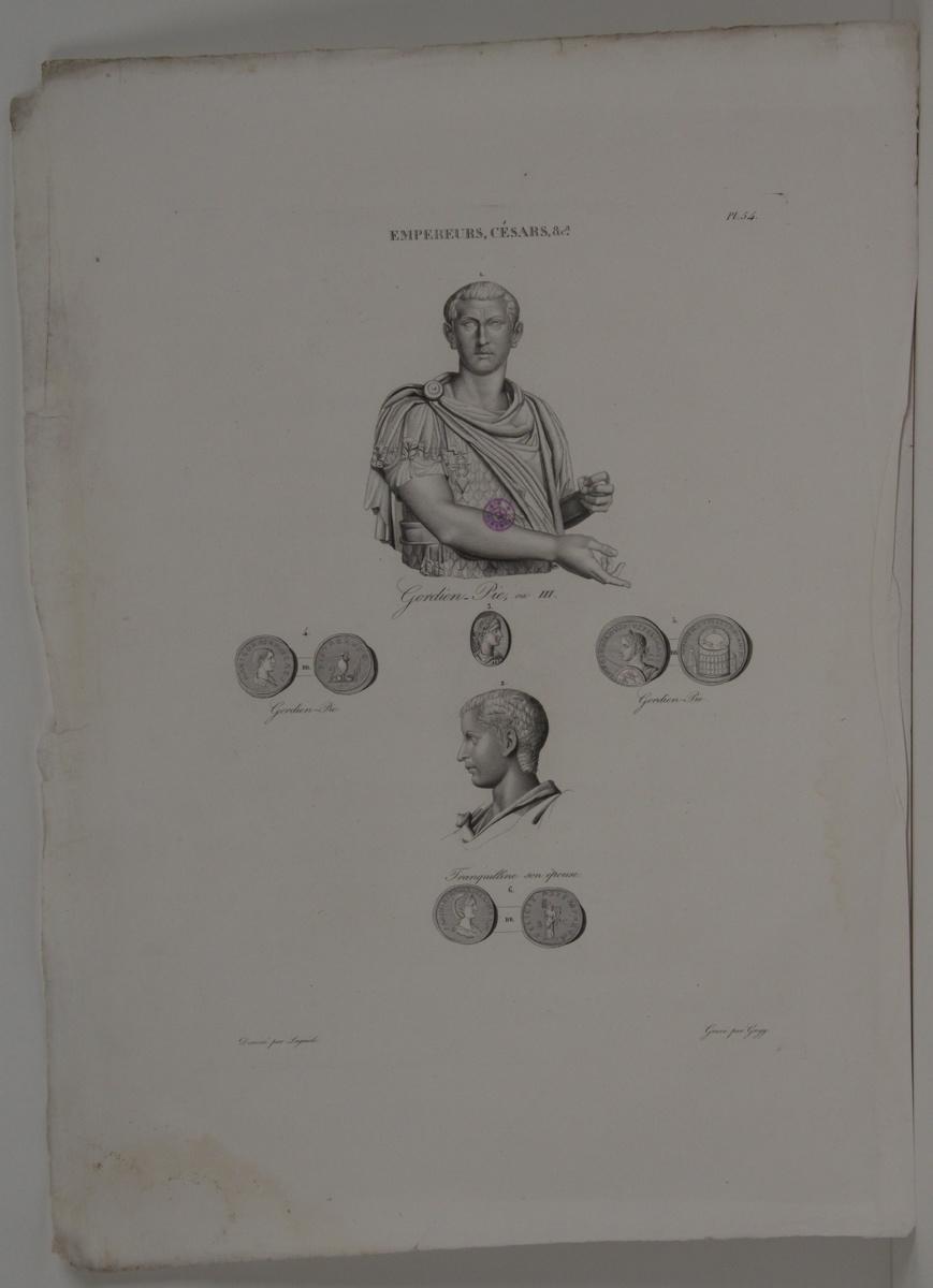 Planches de l'iconographie romaine (pl 54) : Empereurs, Césars, &Ca. : Gordien III, Tranquilline, son épouse