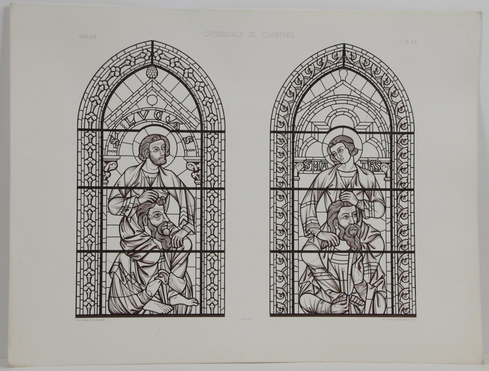 Cathédrale de Chartres, les quatre grands prophètes portant les quatre grands évangélistes