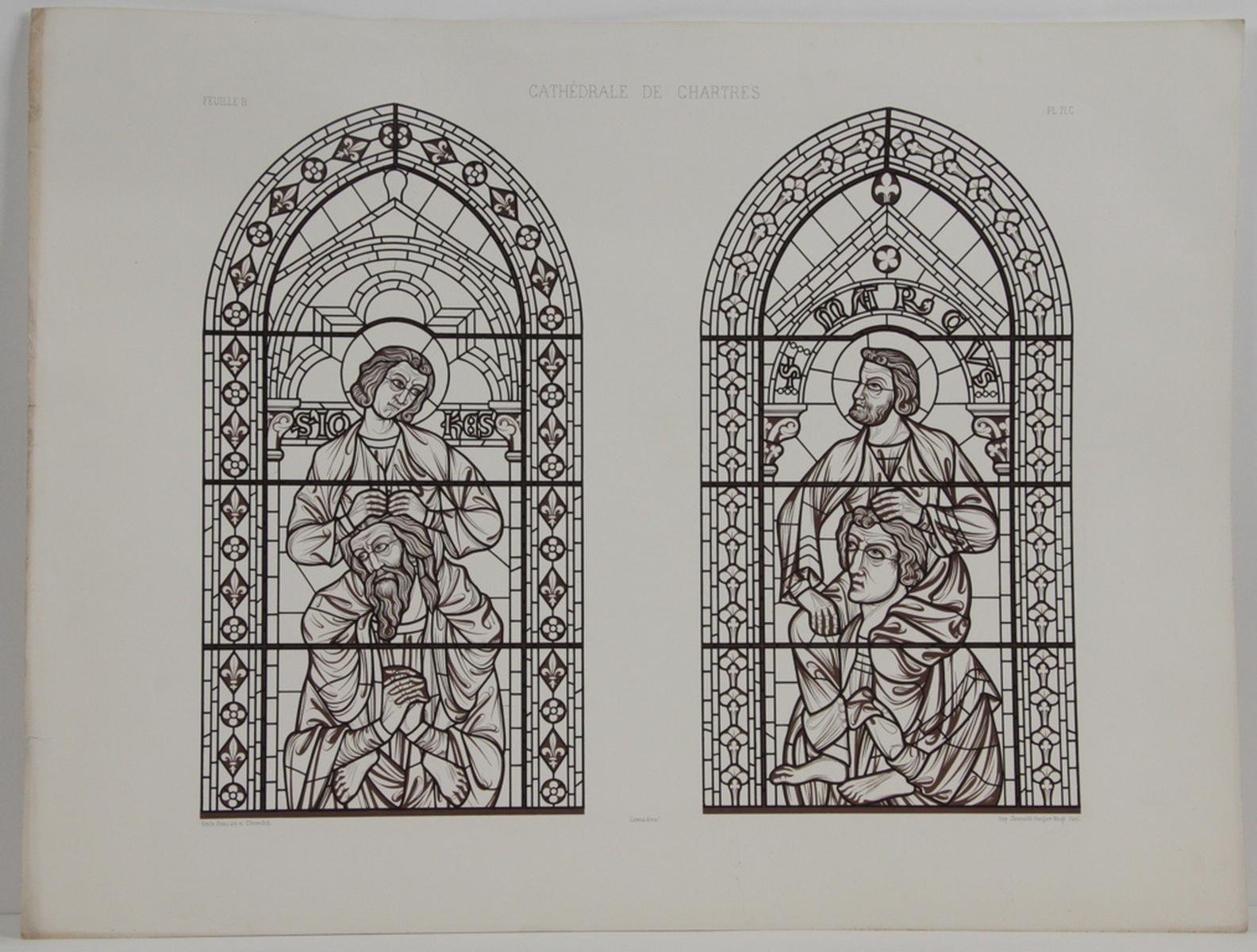 Cathédrale de Chartres, les quatre grands prophètes portant les quatre grands évangélistes