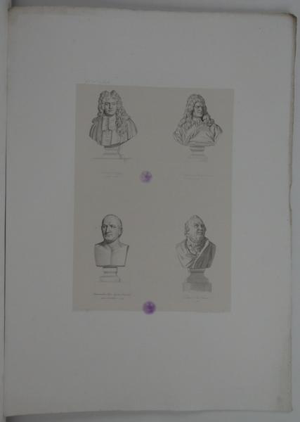 Galerie historique de Versailles, buste de Philippe Quinault, de Charles Rivière Dufresny, de Pierre Augustin Caron de Beaumarchais et de Jean François Ducis