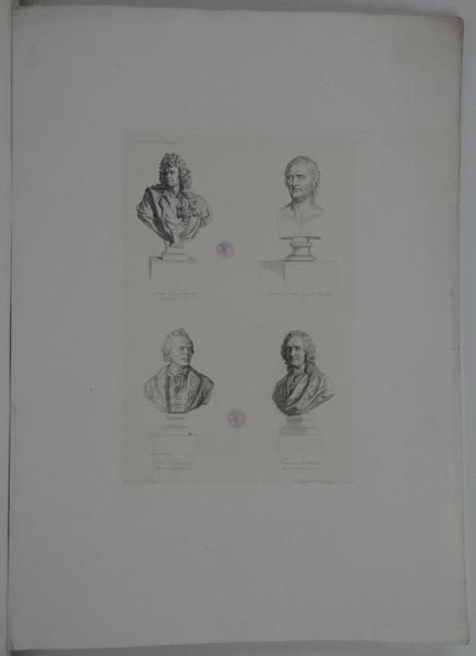 Galerie historique de Versailles, buste de Jean Baptiste Lully, de André Ernest Modeste Gretry, de Christophe Gluck et Jean Philippe Rameau