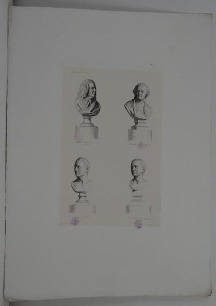 Galerie historique de Versailles, buste de Bernard le Bovier de Fontenelle, de Claude Adrien Helvétus, de Denis Diderot et de Jean lerond Dalembert