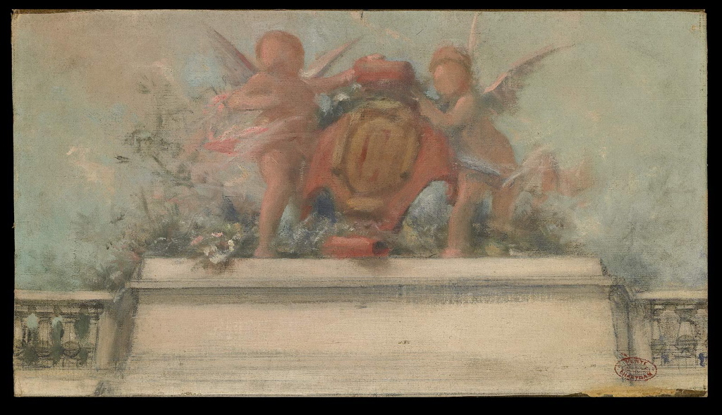 Etude de panneau décoratif avec l'initiale C inscrite dans un médaillon