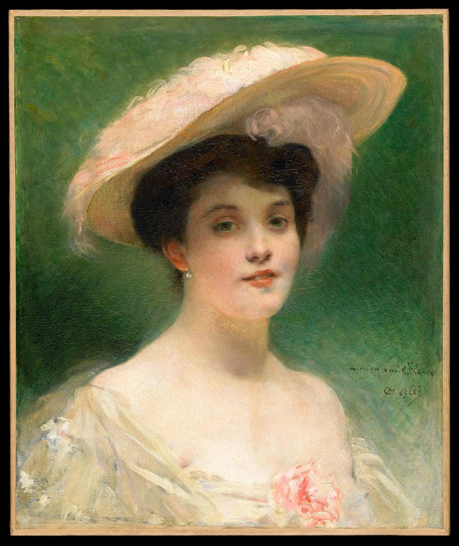 Portrait de Madame Maria Fleury coiffée d'un chapeau