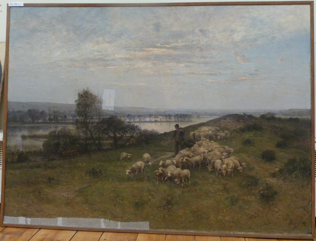 Soirée de septembre ; Paysage avec un berger et son troupeau de moutons