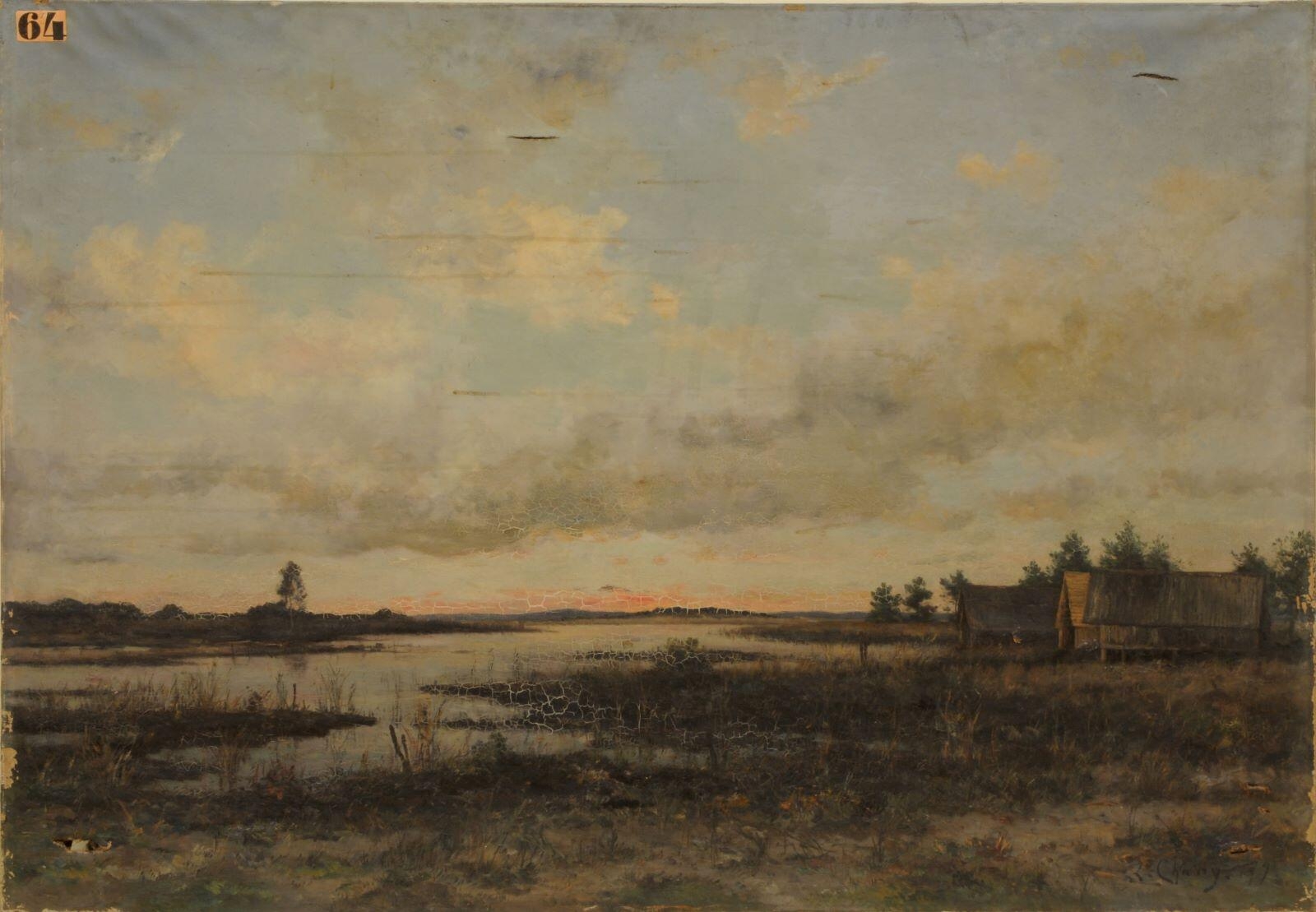 Marais dans les landes de Gascogne ; un soir d'automne