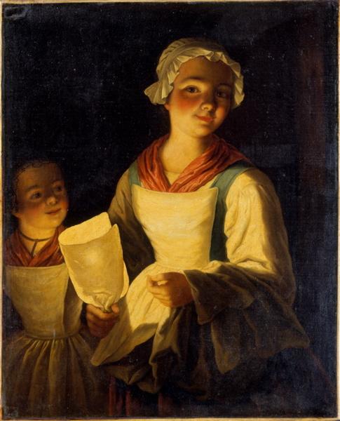 Jeunes filles allant au garde-manger