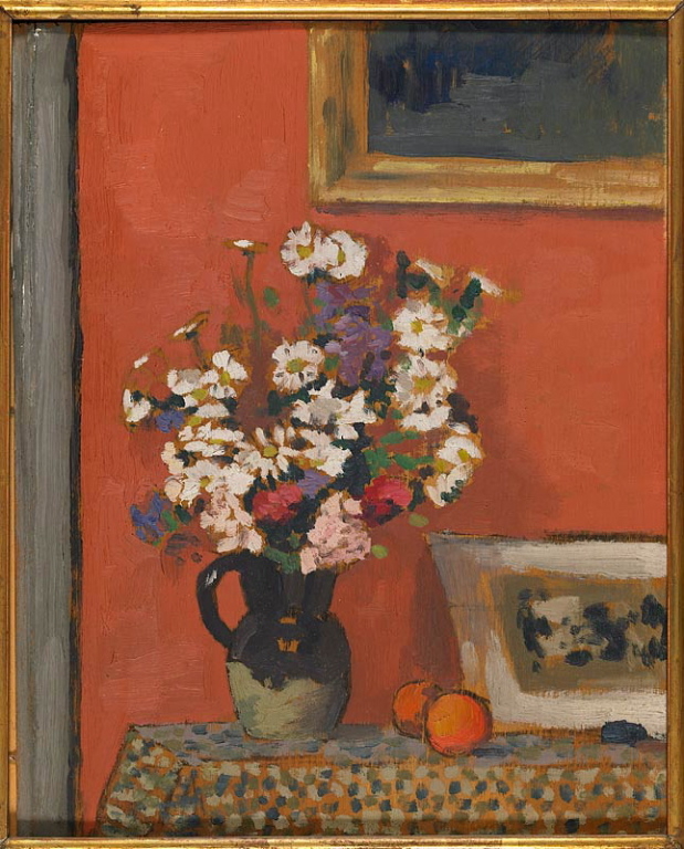 Fleurs sur fond rose