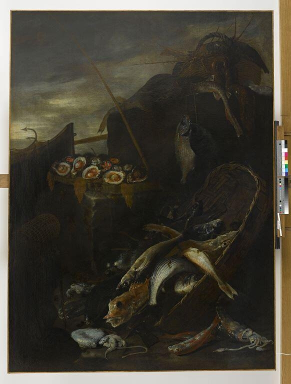 Nature morte aux poissons de mer et aux huitres orientales ; Retour de pêche