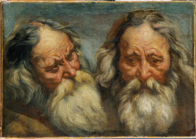 Double étude d'une tête de vieillard