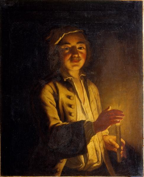 Jeune paysan faisant sa ronde du soir (à la chandelle)