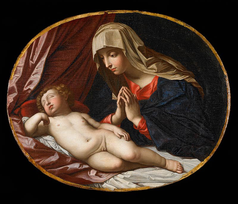 La Vierge adorant l'Enfant Jésus endormi