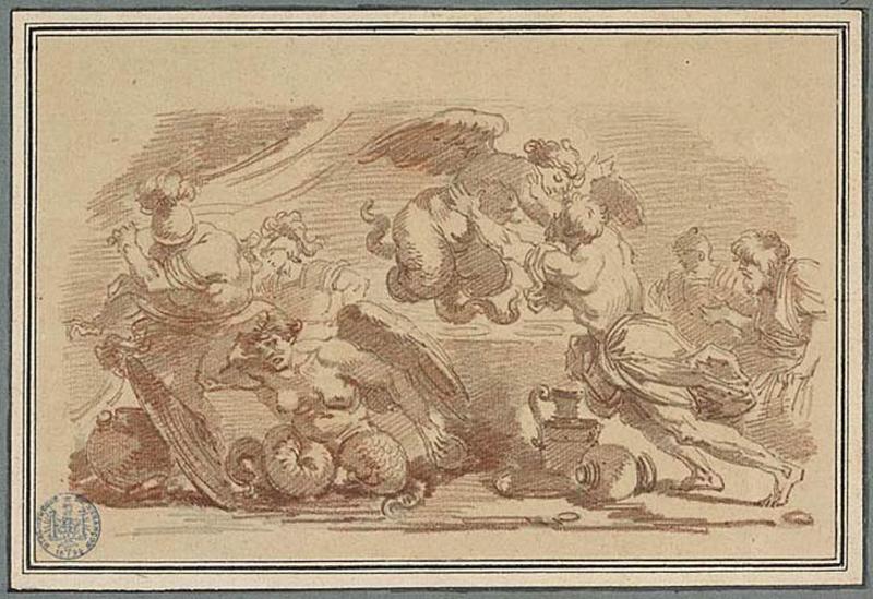 Enée et ses compagnons combattant les harpies