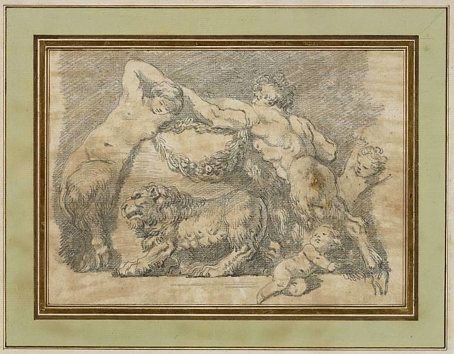 Faune, faunesse, lionne et deux putti, d'après Giovanni Benedetto Castiglione(1609-1664)