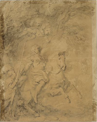 "Clorinde à cheval, et Tancrède dans l'Eloignement"