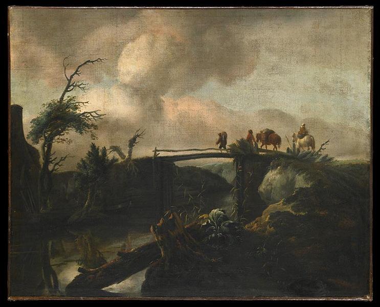 Paysage avec un pont