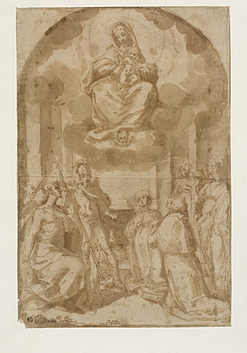 Vierge avec l'Enfant Jésus, adorée par les saints Jean-Baptiste, Charles Borromée, Michel Archange, Joseph, sainte Agathe et deux autres saintes