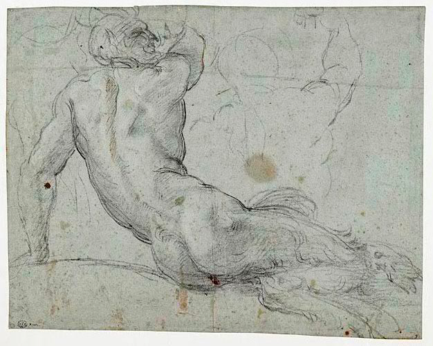 Satyre étendu (recto) ; Etudes d’une main et du fourreau d’une épée (verso)