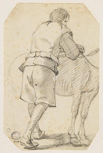 Un paysan auprès de son cheval