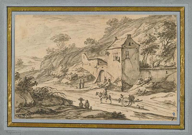 Paysage avec un paysan conduisant sa charrette ; Une charrette conduite par un paysan (ancien titre)
