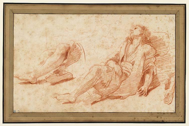Homme à demi-allongé