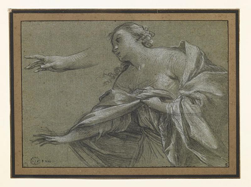 Jeune femme drapée, vue de profil gauche