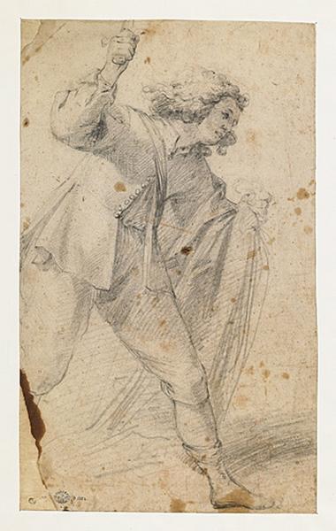 Jeune homme brandissant une épée s'avançant vers la droite (recto) ; Etude de figure (verso)