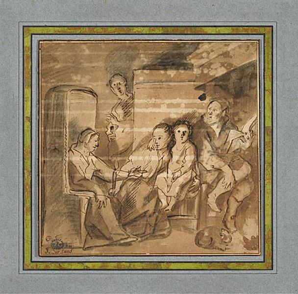 La Sainte Famille avec Sainte Anne devant la cheminée