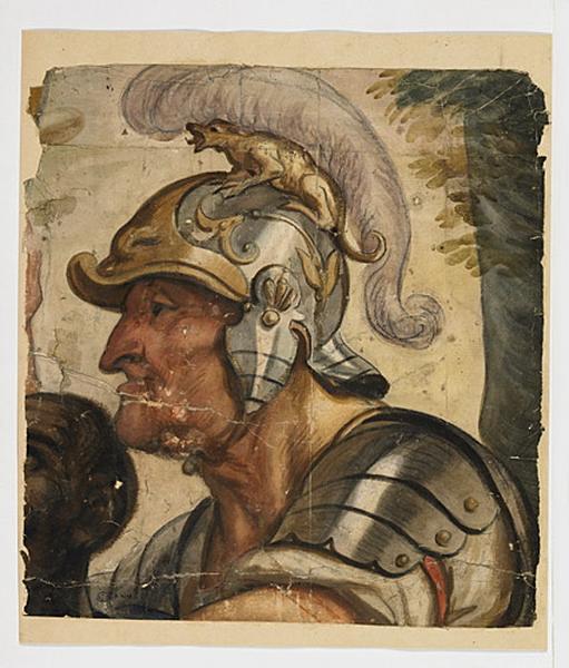 Buste de guerrier casqué