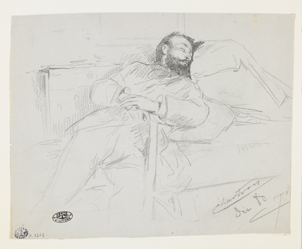 Homme endormi sur un divan