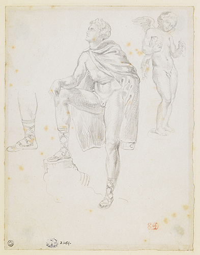 Feuille d’étude d’après des sculptures antiques : Seleucus et un enfant ailé