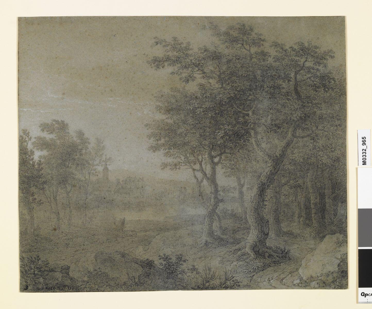 Un fleuve entre un village et une forêt