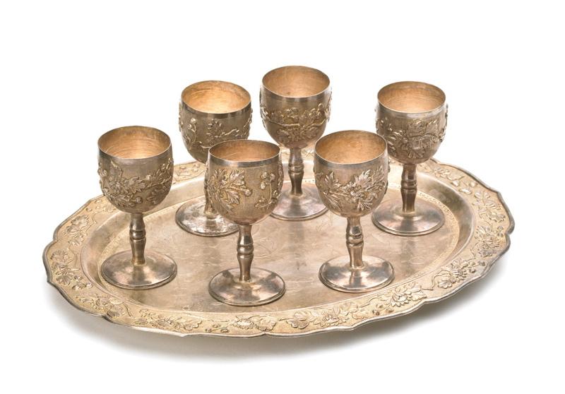 Plateau à liqueur et 6 verres
