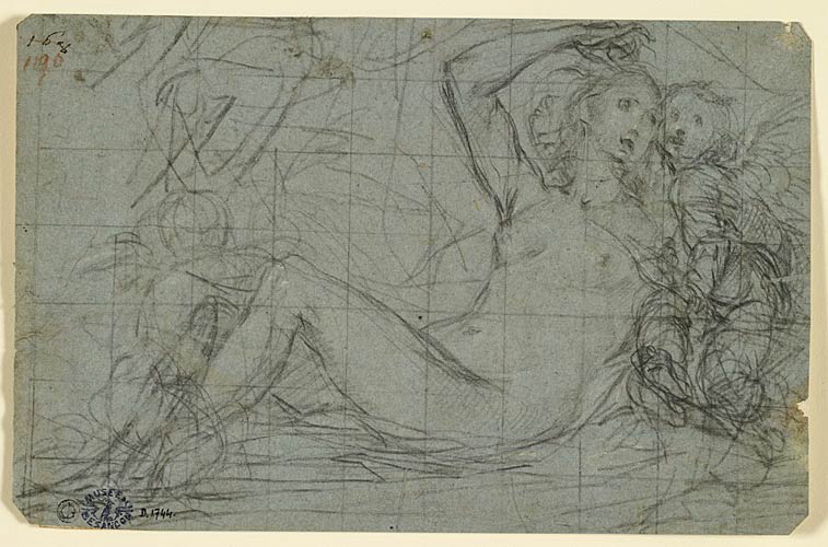Vénus et Cupidon (recto) ; Etude de tête (verso)