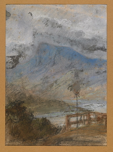 Projet de décor de théâtre : Paysage de montagne