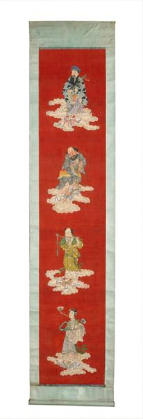 Quatre anges voyageant à travers le ciel