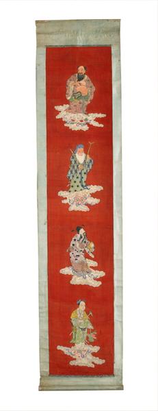 Quatre anges voyageant à travers le ciel