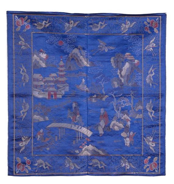 Tenture en soie bleue