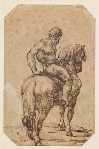 Etude d'un homme à cheval (recto) ; Charge de cavalerie et trois études pour Le Radeau de la Méduse (verso)