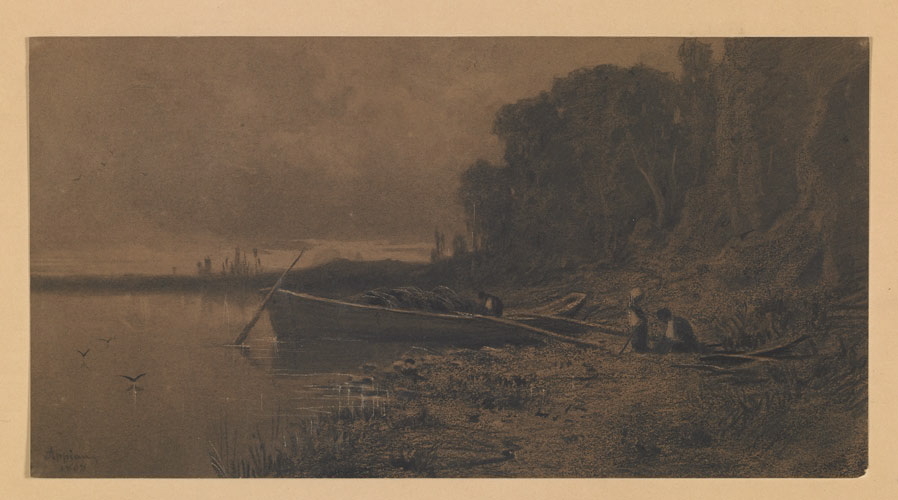 Paysage avec une barque. Environs de Virieu (Ain)