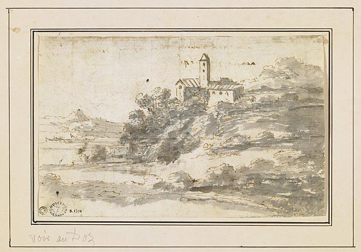 Paysage avec une église (recto) ; paysage boisé (verso)