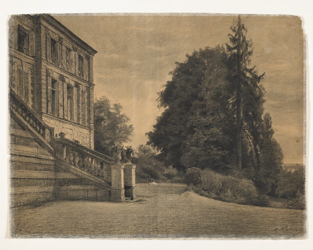 Parc et escalier du château de Beauregard, à Villeneuve Saint-Georges