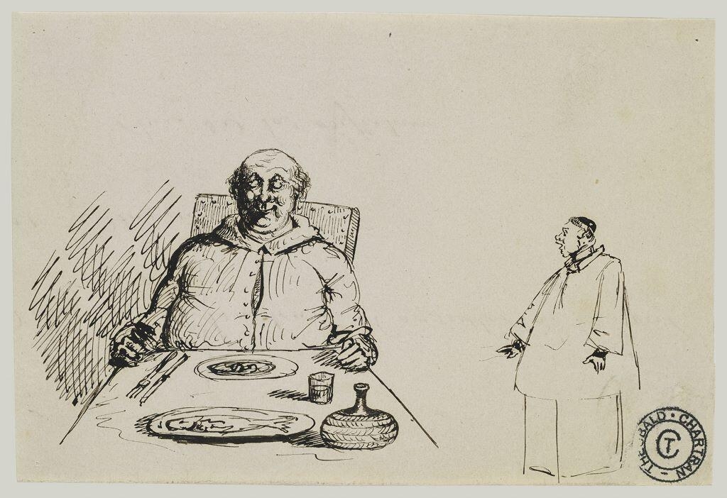 Caricature de prélat attablé