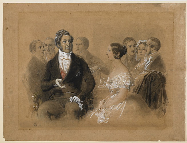 Louis-Philippe 1er, roi des Français, et Victoria 1ère, reine d'Angleterre, au château de Windsor, le 9 octobre 1844