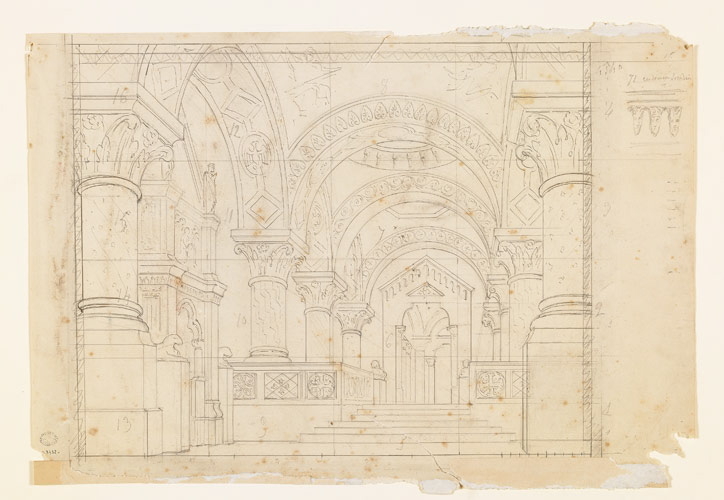 Projet pour un décor de théâtre : intérieur d'église ou de temple